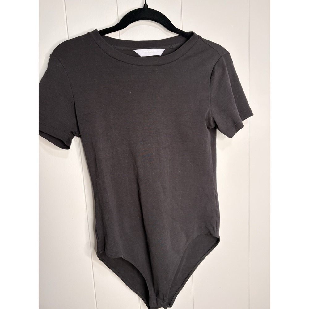 Mango Pop Black Long Sleeve Round Neck Body Suit Size L - Picture 2 of 4